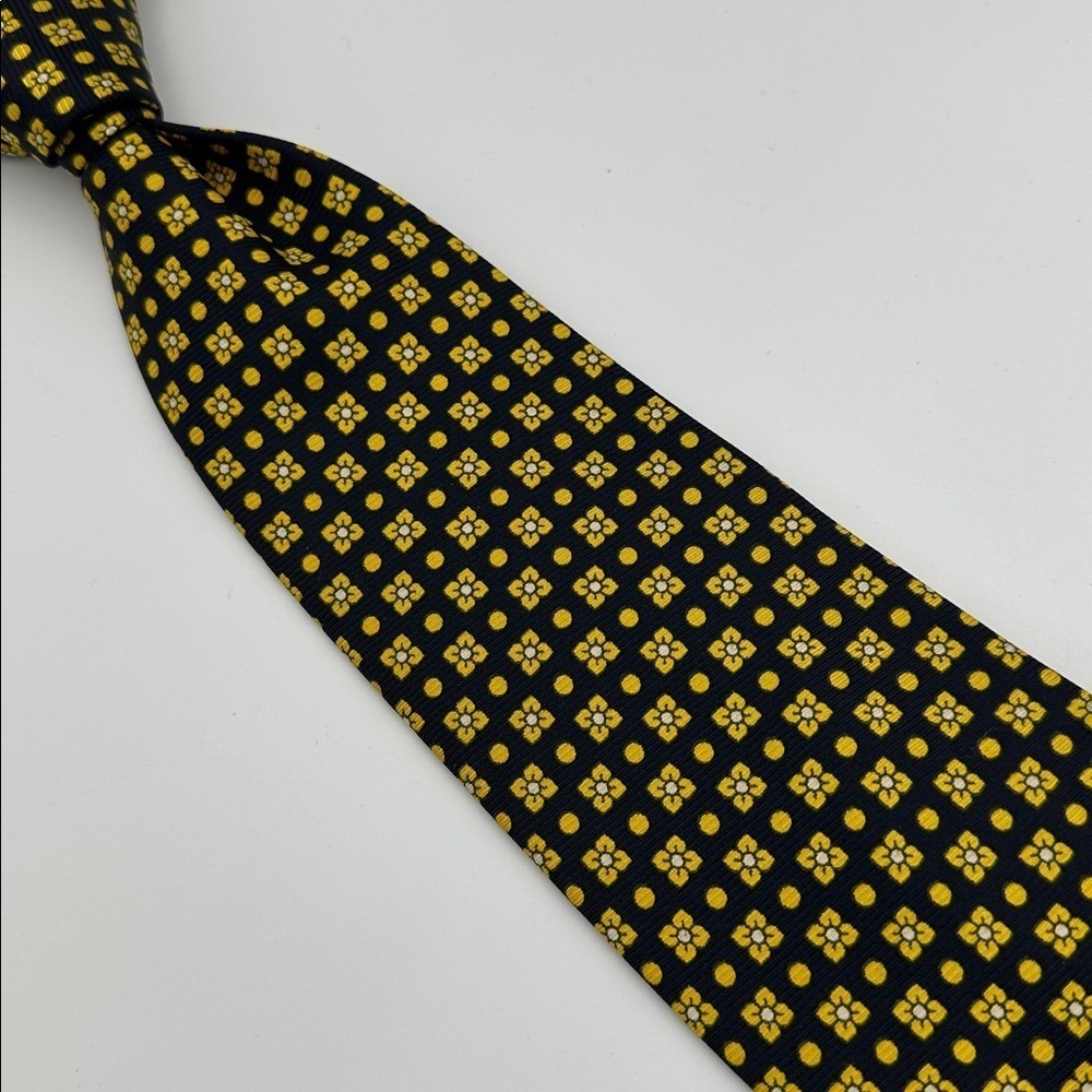 Brooks Brothers Silk Tie Black Yellow 59” Long